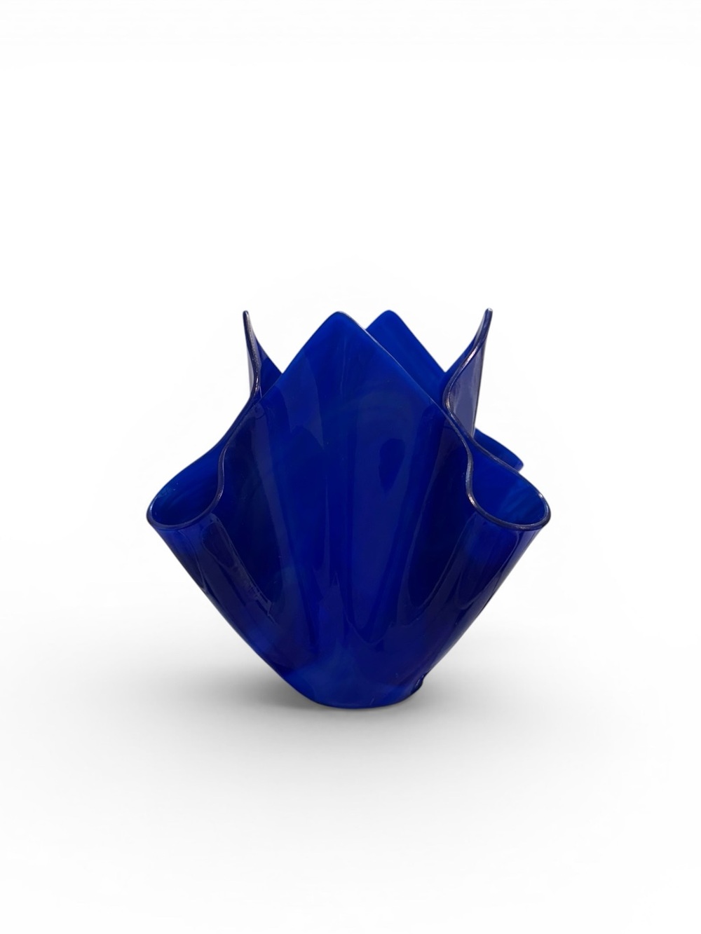 Source Unknown Cobalt Blue Hand-Blown Glass Vase
